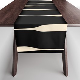 Threaded Stripes Painted Pattern in Black and Cream Table Runner