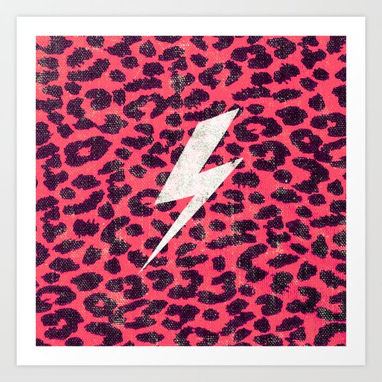Hipster Neon Pink Leopard Pattern Thunder Strike Art Print