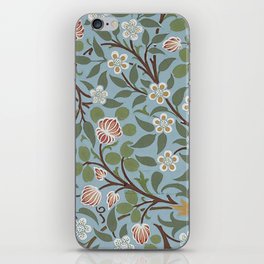 William Morris Vintage Blue Clover Floral Pattern -Botanical Victorian Design iPhone Skin