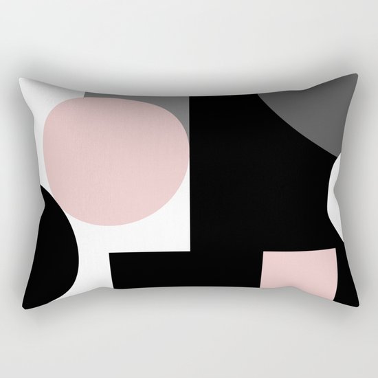 An abstract geometric pattern . Geometric shapes . Black pink white pattern . Rectangular Pillow