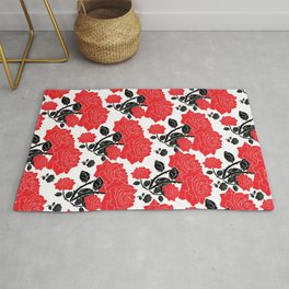 Red and black roses Rug