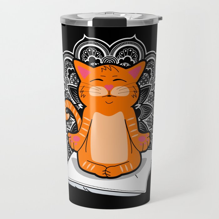 Yoga Cat Meditation Red Cat Gift Travel Mug