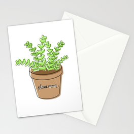 Plant Mom Green Potted Plant Stationery Cards