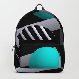 black and white and turquoise -200- Backpack