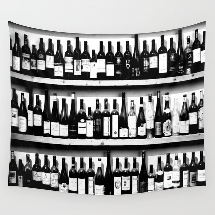 Wine Bottles in Black And White #decor #society6 #buyart Wall Tapestry
