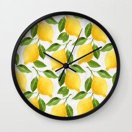 Watercolor Lemons Wall Clock