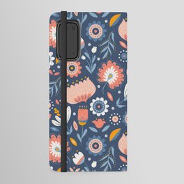 Folk Art Florals in Blue + Pink Android Wallet Case
