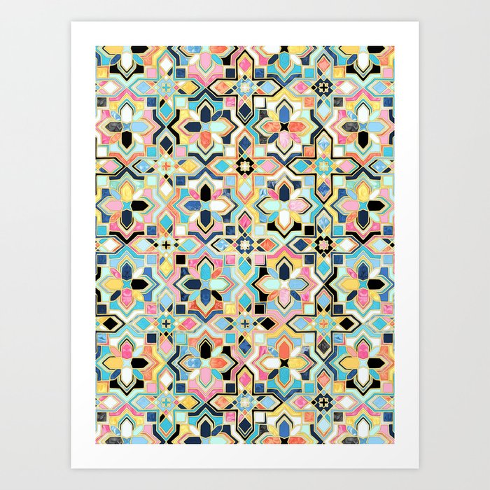 Bohemian Geometry Enameled Tiles  Art Print