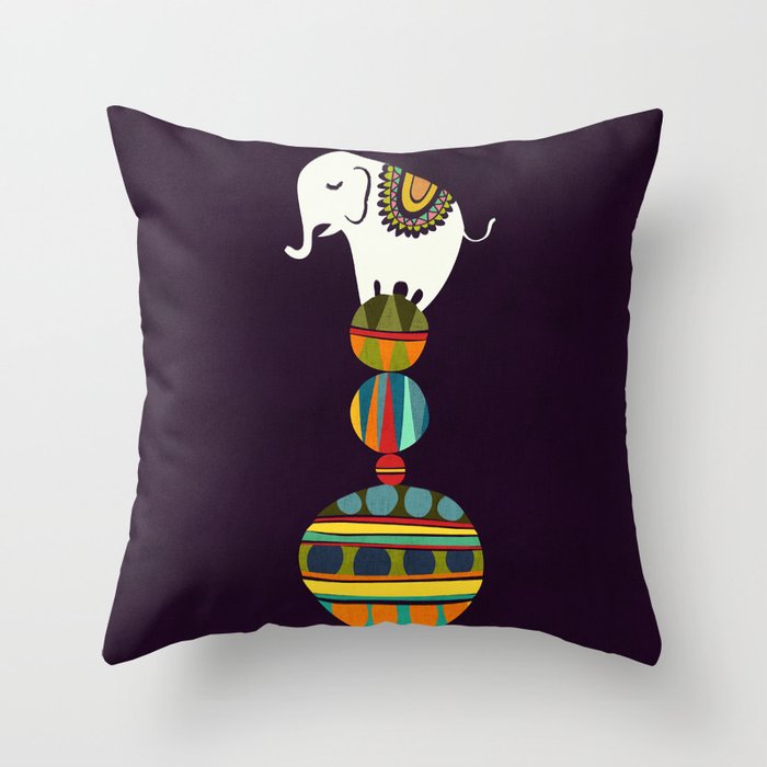 Elephant Circus Throw Pillow