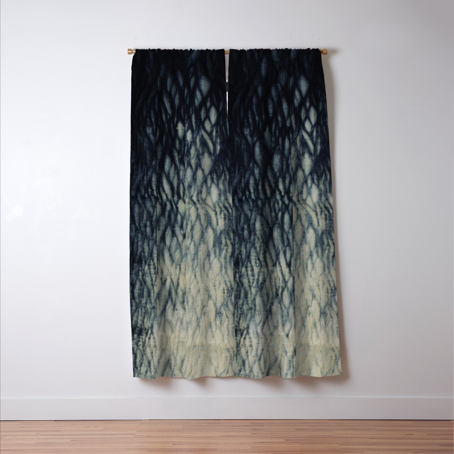 Arashi Tie Dye Black And White Ombre Blackout Curtain By