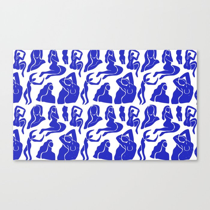 Abstract blue women collage figure pattern Canvas Print