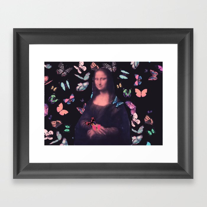 Mona Lisa and Butterflies Framed Art Print