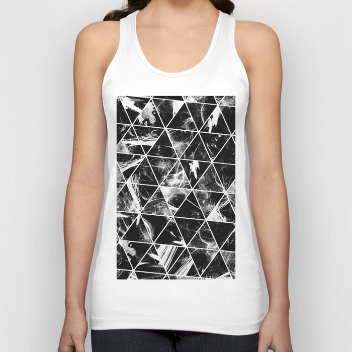 Geometric Whispers - Abstract, black and white triangular, geometric pattern Tank Top