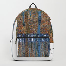 Beech Grove I by Gustav Klimt with text Backpack | Beechforest, Beech, Scenery, Gustavklimt, Birch, Trees, Gustav, Nature, Tree, Landscape 