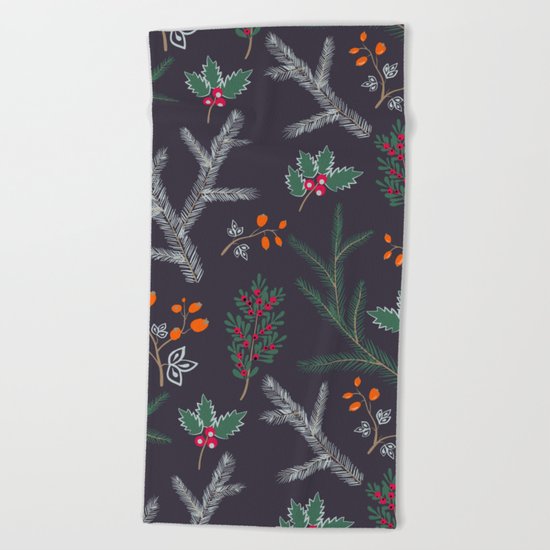 Retro. Christmas pattern . Beach Towel