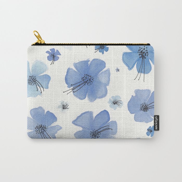 Periwinkle Blue Flower Garden Carry-All Pouch