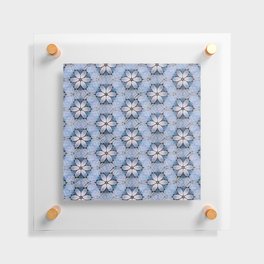 Daisies Modern Geometric White Denim Blue Floating Acrylic Print