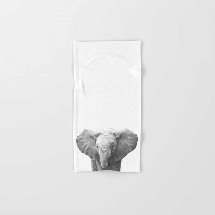 Black And White Baby Elephant Hand Bath Towel By Alemi Society6