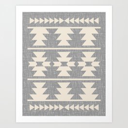 Southwestern Pattern 131 Gray and Beige Art Print
