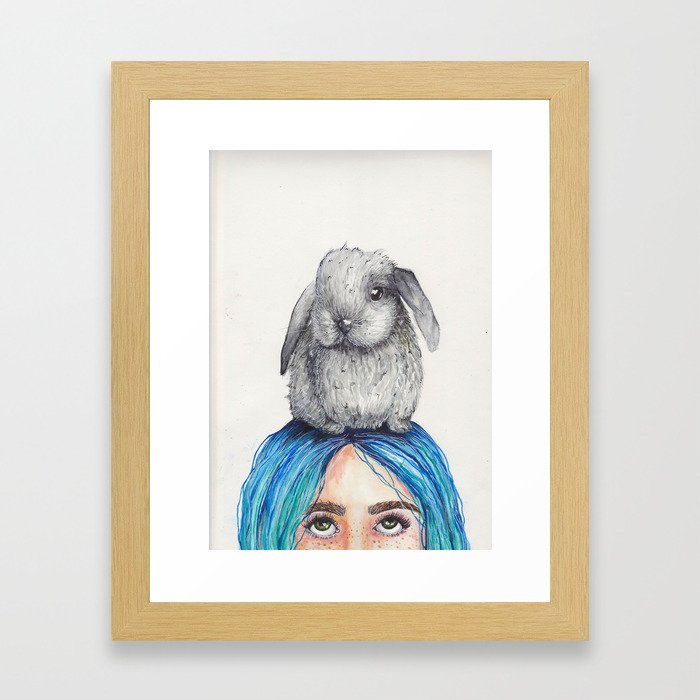Bunny on Head Framed Art Print