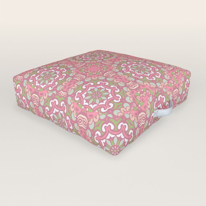 Soft Pink Medallions Outdoor Floor Cushion