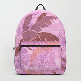 Polynesian Palm Trees And Hibiscus Sunset Abstract Backpack