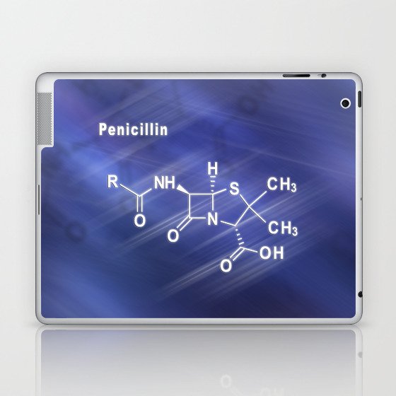 Penicillin, antibiotic drug, Structural chemical formula Laptop & iPad Skin