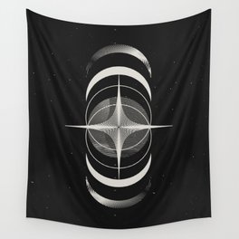 Moon Phases Geometry Black Wall Tapestry