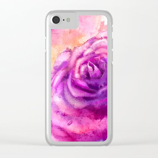 Watercolor rose painting Clear iPhone Case