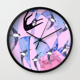 Spinning at Dusk Wall Clock