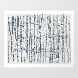 Abstract Woodland Landscape in Blue and Gray Art Print
