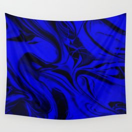 Black and Blue Swirl - Abstract, blue and black mixed paint pattern texture Wall Tapestry
