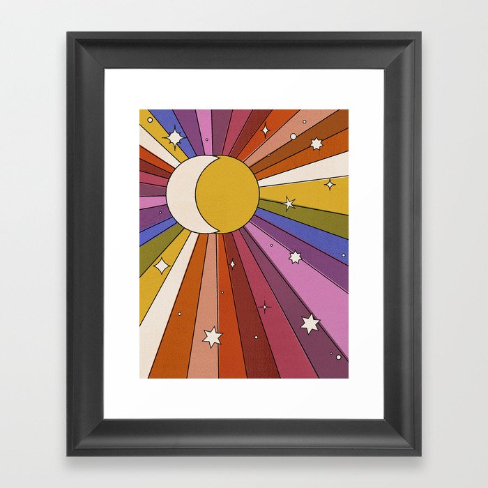 The Sun and the Moon - retro abstract Framed Art Print