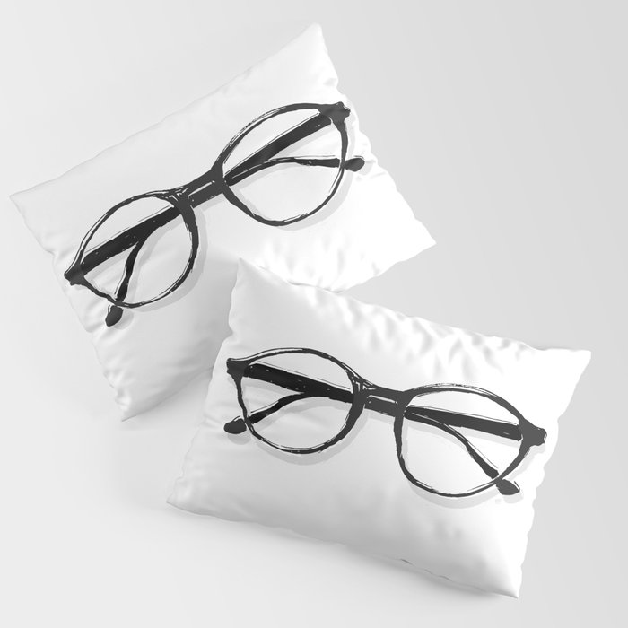 Bespectacled // Vintage Round Rayban Eye Glasses Fashion Sketch Pillow Sham