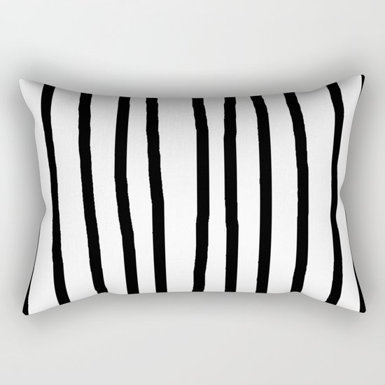 Simply Drawn Vertical Stripes in Midnight Black Rectangular Pillow