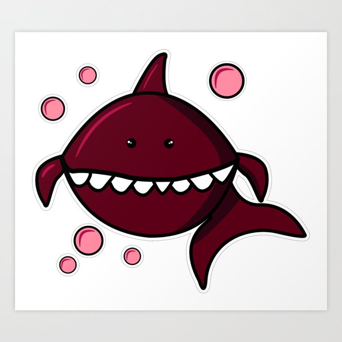 Red Shark Shark Svg Shark Png Shark Vector Shark Black Shark Eps Baby Shark Shark Bubble Art Print By Liskared Society6