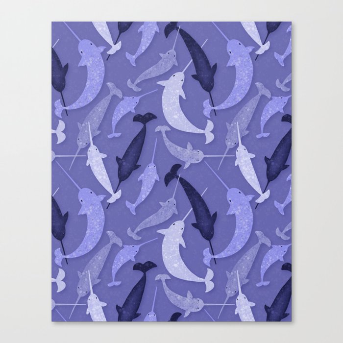 Narwhals in a Very Peri Pool Canvas Print
