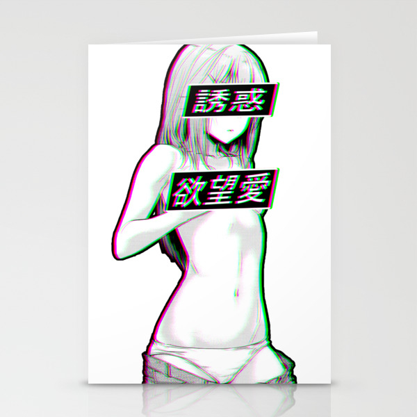 Waifu Material Sad Japanese Anime Aesthetic Stationery Cards By Poser Boy Society6