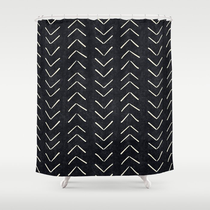 Mudcloth Big Arrows In Black And White Shower Curtain By