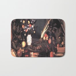 Still life is wonderful with flowers and fruits Bath Mat