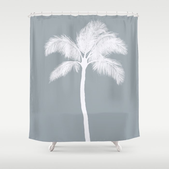 Palm Tree, California, Los Angeles, Blue Palm Shower Curtain