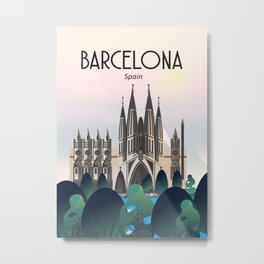 Barcelona la sagrada familia Metal Print | Landscape, Vintage, Print, La, Tourist, Barcelon, Spain, Familia, Retro, Travel 