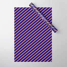 [ Thumbnail: Light Coral, Blue & Black Colored Stripes/Lines Pattern Wrapping Paper ]