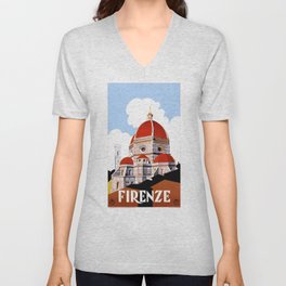 1930 ITALY Florence Firenze Travel Poster V Neck T Shirt