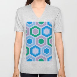Geometric Honeycomb Pattern 2 V Neck T Shirt