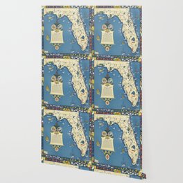 A map of Florida for garden lovers-Old vintage map Wallpaper
