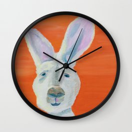 Great Gray Kangaroo on Orange Art Wall Clock