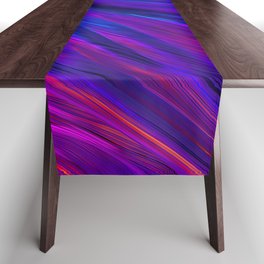 Neon landscape: Abstract wave #4 - purple & blue Table Runner