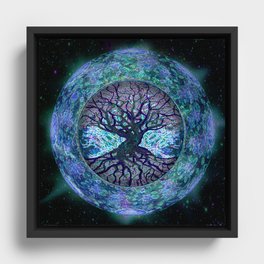 Earth Circle of Light Framed Canvas