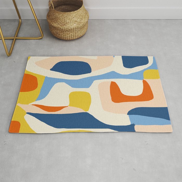 Me & Mine, Abstract Bohemian Pastel Shapes Painting, Eclectic Colorful Graphic Design Rug